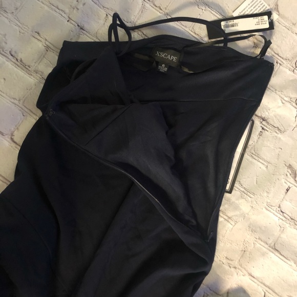 Xscape Bodycon Ruffle Navy Bridesmaid Dress - Picture 4 of 6